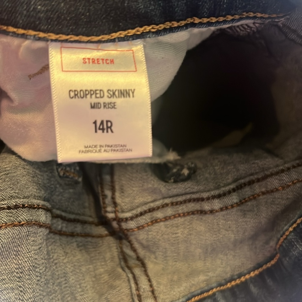 Express Ripped Jeans Cropped Skinny Mid Rise 14R - Picture 7 of 10